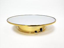 Подиум вращающийся для предметной съемки Ø 25 см, зарядка USB, цвет ЗОЛОТОЙ с зеркальной площадкой