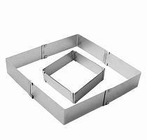 Форма раздвижная для выпечки Квадрат-трансформер 15,5-28 см., высота 5 см