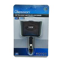 Разветвитель OLESSON 1646 TWO Socket Adapter автомобильный 2 гнезда DC12-24V + USB, 100W