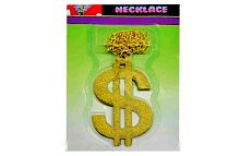 Медальон ''Доллар'' с блестками-2 на цепочке, пластмасса, металл, размер 13,5*7 см