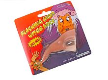 Нос ведьмы мигающий FLASHING LIGHT WITCH NOSE, телесный латекс, 11 см 
