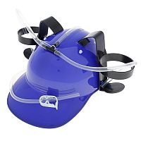 Каска с трубочками для напитков СИНЯЯ, пластиковая, размер 56