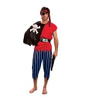 Костюм Пирата (Головной убор, топ с накидкой, пояс, штаны) 1226, полиэстер, размер 46-48