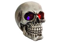 Череп белый со светящимися глазами, керамика, размер 10*14*11,5 см