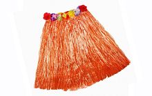 Юбка Гавайская оранжевая, карнавальная, синтетическое волокно, длина 40 см