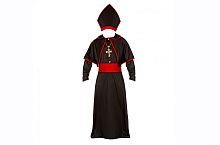 Костюм Епископа (Туника , пояс, шляпа) 02634, черно-красный полиэстер, размер XL