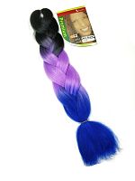 Канекалон 3 цвета X-Pression 3/25, Черный/Сиреневый/Синий, пряди, искусственный волос, длина 60см 