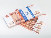 Сувенирные деньги "Рубли 5000", оранжево-белые, 16 см х 7 см