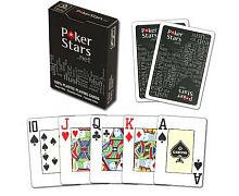 Карты для покера POKER STARS черные, пластиковые, 54 штуки