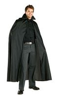 Накидка Дракулы черная с воротником черным "стойка", длина 150 см