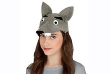 Шляпа Волк 11754, карнавальная, серый фетр, ткань, длина 26 см