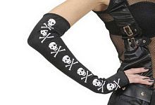 Перчатки митенки с черепами 1458К без размера