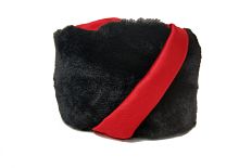 Кубанка черная с красной лентой, мужская,полиэстер 100%, размер 60