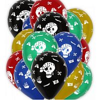 Шары воздушные 12" ПИРАТЫ пастель, латекс, в ассортименте, 30 см
