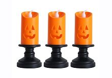 Свеча Хэллоуин светящаяся, черная, оранжевая пластмасса, размер 12х4 см