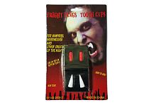 Клыки вампира в коробочке 2 штуки + КРОВЬ 2 КАПСУЛЫ (зубы вампира), белый пластик, 5*4 см (22*15 см)