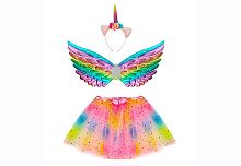 Костюм Единорог для девочки (юбка, крылья, ободок) 10323, разноцветный полиэстер