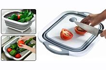 Дуршлаг силиконовый складной квадрат FOLDABLE со сливом, доска с ручками.