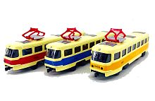 Трамвай инерционный, металлический, размер 16,5*3*4 см, Звук, Свет (1 штука)