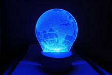 Светильник ночник 3D Creative "Глобус" на подставке, 3 режима цвета, 220 В